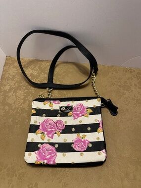 Betsey Johnson "Luv Betsey" Rose Print Small Cross Body Bag